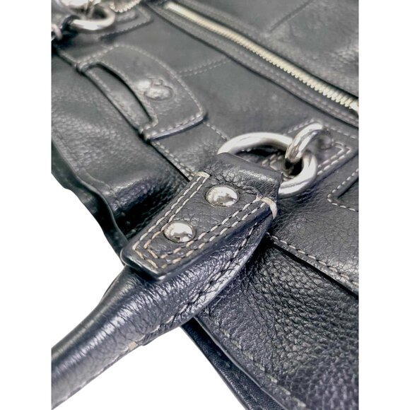 COACH Penelope Black Leather Satchel - Picture 2 of 6